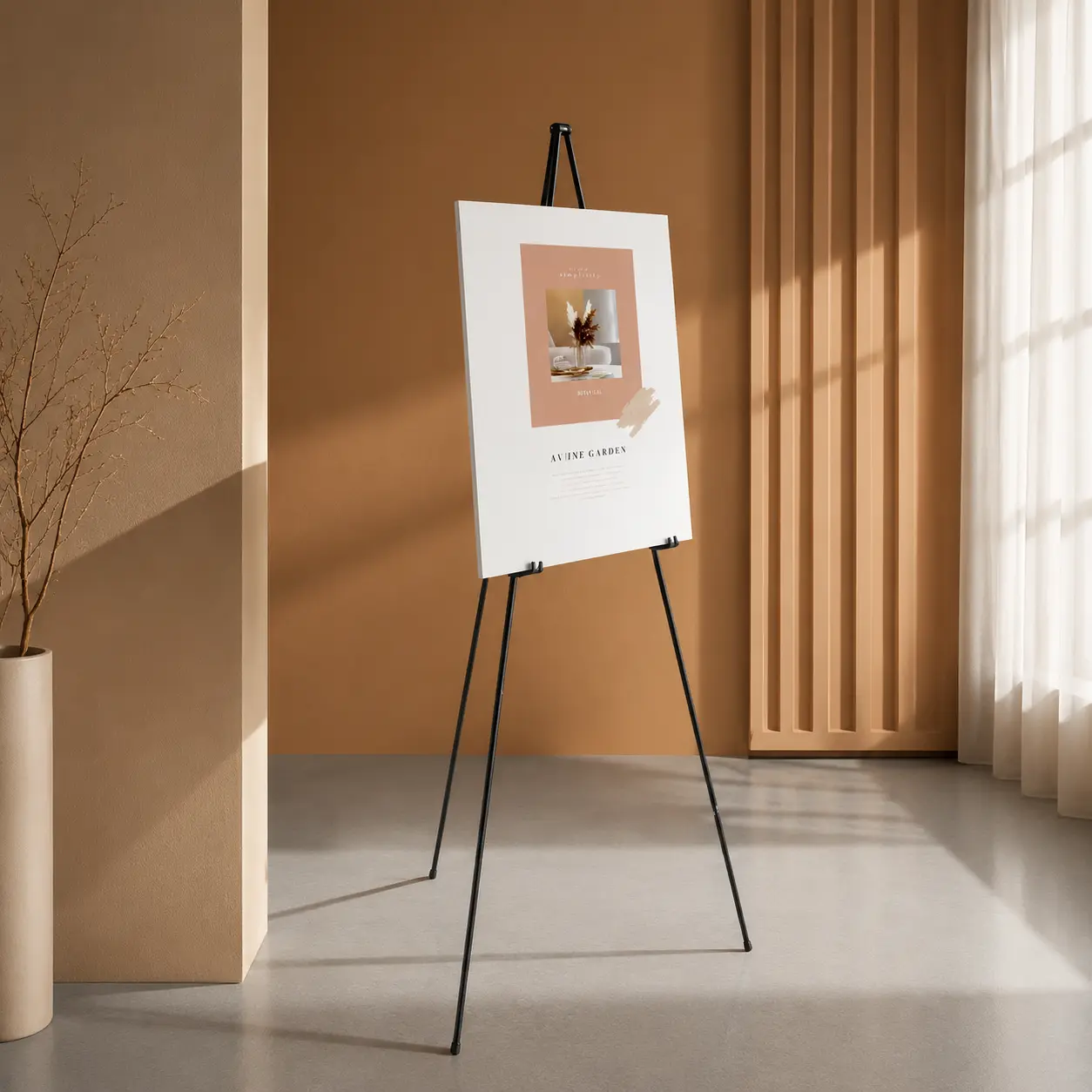 Black Metal Tripod Easel Stand - Lightweight, Durable, Foldable Display Holder for Event Signage, Easy to Assemble for Wedding Use