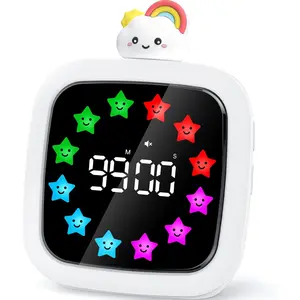 P-SO074 Digital Visual Timer for Children and Adults, Rechargeable 99-Minute Silent Countdown Timer with 19 Ringtones, 9 DIY Color Star Displays, Pause Function - Time Management Tool for Work, Classroom, Kitchen Cooking (Rainbow)