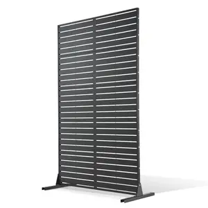 VEVOR Metal Privacy Screen, 44 Wx 72 H Freestanding Modern Privacy Fence, Garden Divider Panel with Extended Base Reinforcement Fixed, Freestanding Outdoor Divider for Garden, Indoor, Courtyard