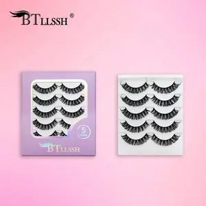 Btllssh High-Quality Gift Box Dense Fluffy Natural False Eyelashes Makeup, CC Curl 13-15mm, Non-Toxic Solid Lashes, 5 Pairs