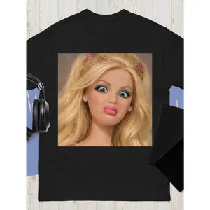 Retro 90s Doll Face Funny Quirky Meme Summer Soft Graphic Unisex Tee