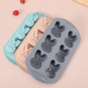 Food Grade Silicone Rabbit Cake Mold, 6-Cavity Bunny Shaped Baking Mould for Cookies Pudding Cakes, Animal Kitchen Tool for Kids