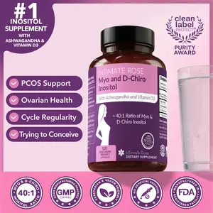 Inositol Supplement 40:1 Myo-Inositol D-Chiro-Inositol ,Fertility PCOS Cycle Balance PMS Hormonal Acne 30 Day Supply Vegan Non-GMO