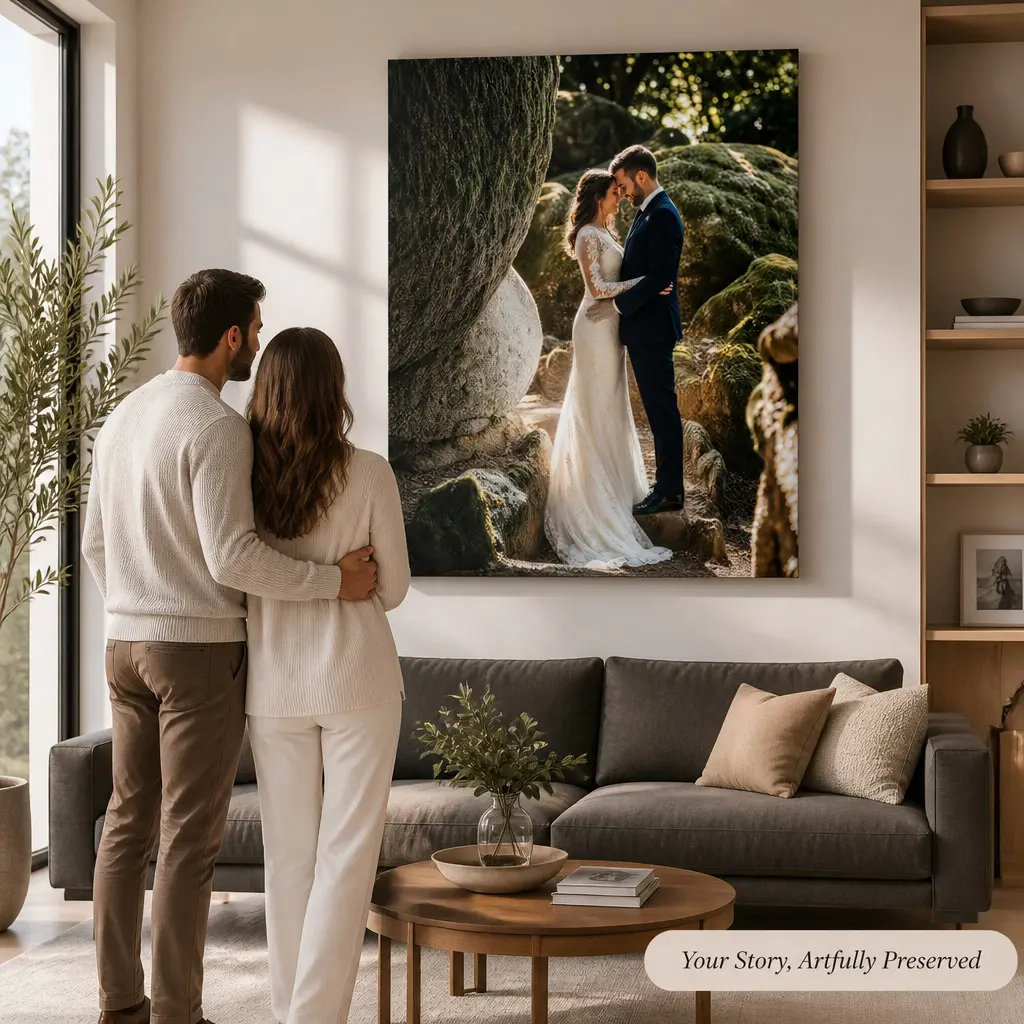 Personalized Wedding Portrait Canvas, Custom Couple Oil Painting From Photo, Anniversary Gift For Wife Husband, Romantic Wall Art Decor