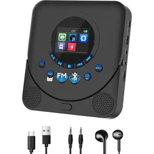 CD Player Portable,  Dual Stereo with CD Player with Speakers, Rechargeable Discman Player for , Support TF Card, FM Receiver and Transmitter with Sleep Timer, Colorful TFT Screen