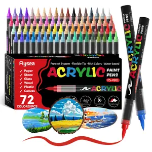 Acrylic Paint Soft Brush Markers Set, Soft Brush Tip, Automatic Ink Control, Paint Markers for Wood, Stone, Canvas, Glass, Fabric, DIY Crafts, Acrylic Marker Pens, Art Markers Pen