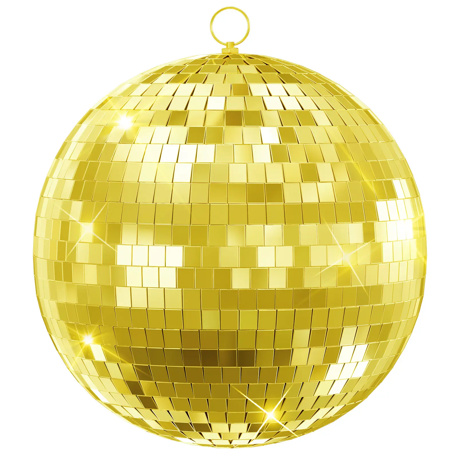 Explorinox Disco Ball, 12"/16"/20" Mirror Disco Ball for DJ Club Party Live Stage Wedding Home Decor, Light Effect Mirror Ball with Hanging Ring (Goden)