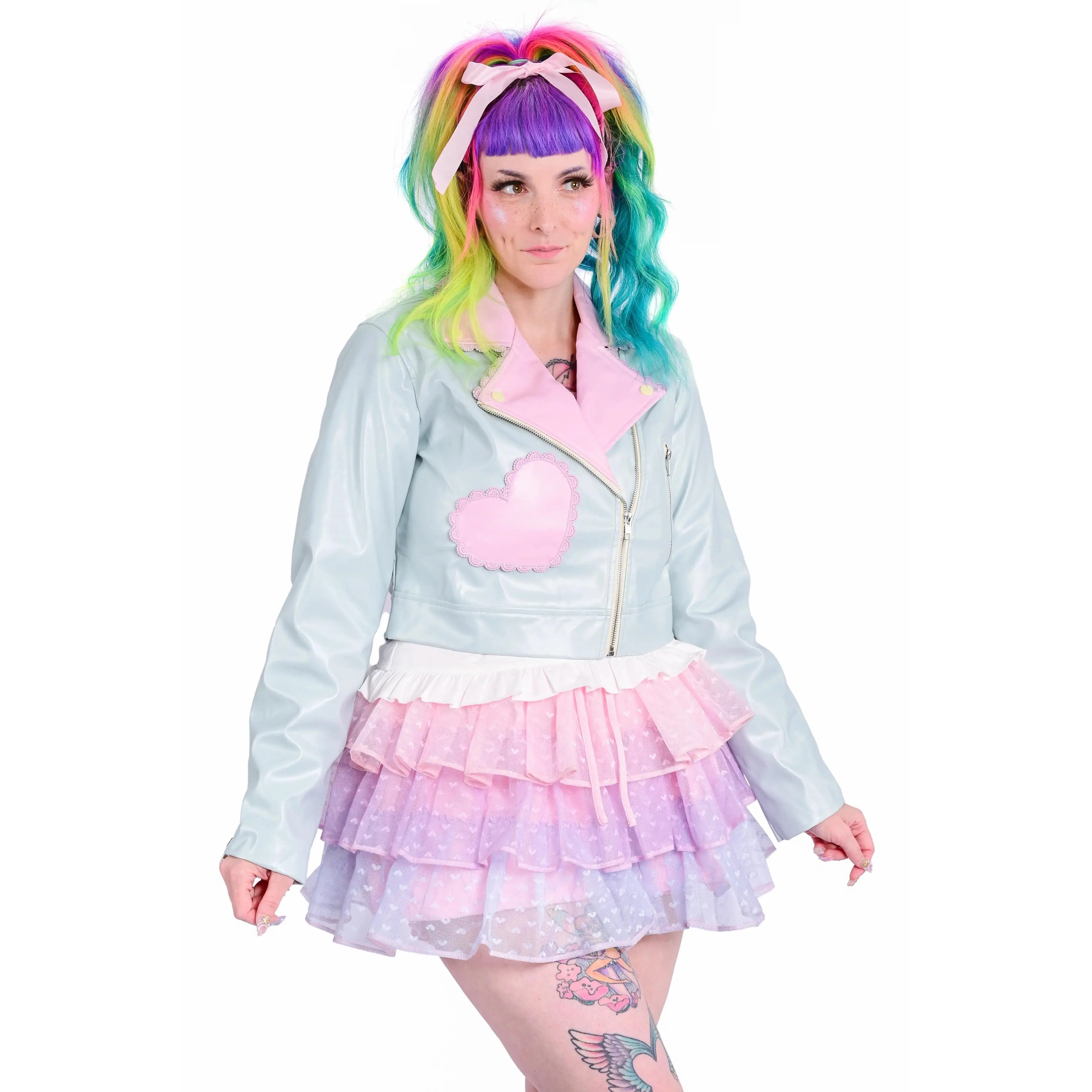 Candy Cruiser Cropped Moto Jacket - Mint - 3x left!