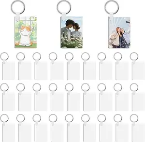 Casual Sublimation Metal Keychain Blanks, 90Pcs Bulk Double-Sided Keychains with Key Rings and Clips, Plastic-Infused DIY Craft Accessories for Fashion Costume Jewelry