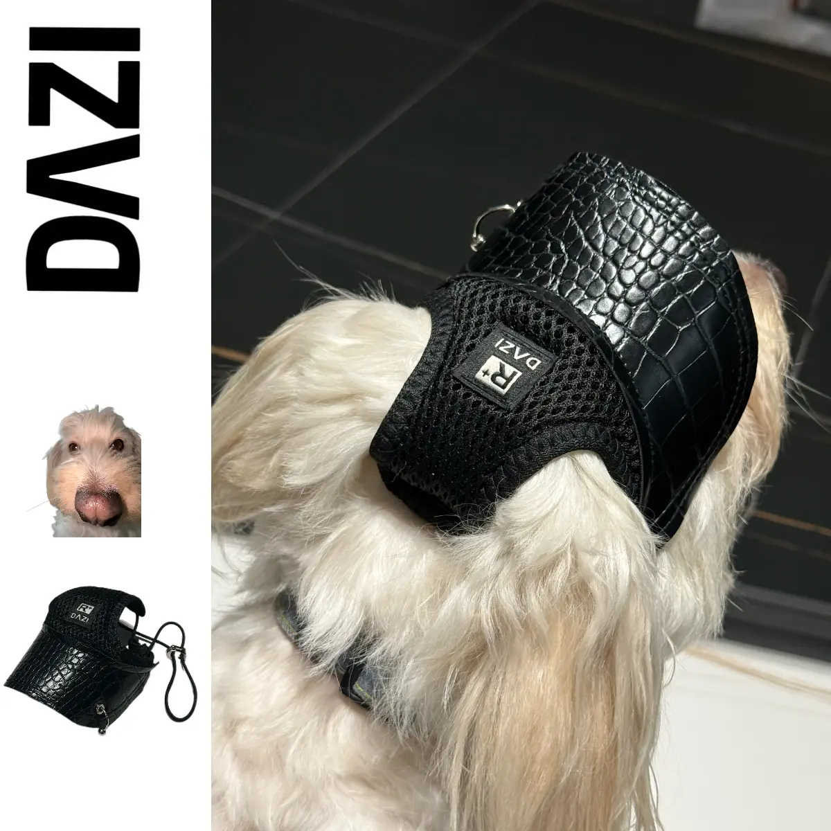 DAZI Original Gothic Dog & Cat Pet Faux Crocodile Embossed All-Match Baseball Hat - Stylish Cat & Dog Pet Cap Pet outfit