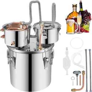 5 Gallon Home Distiller Kit with Copper Coil, Thermometer & Thumper Keg for Whiskey, Brandy, Essential Oils