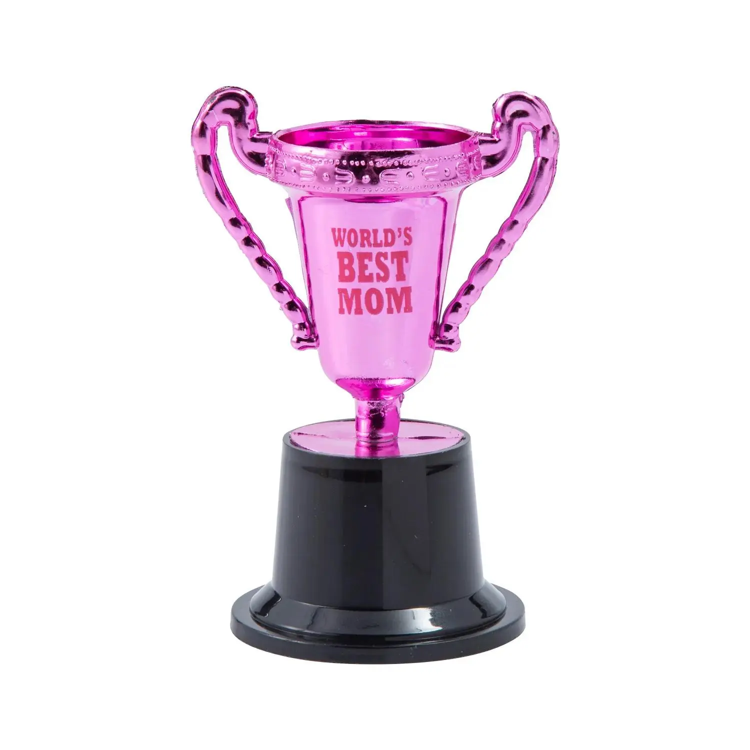 Metallic Pink Plastic Trophy Awards, 12-Pack Best Mom Keepsakes, 3" x 5" for Mother's Day Party Favors & Personalized Decor, Custom Trophy, All Ages, Sentimental