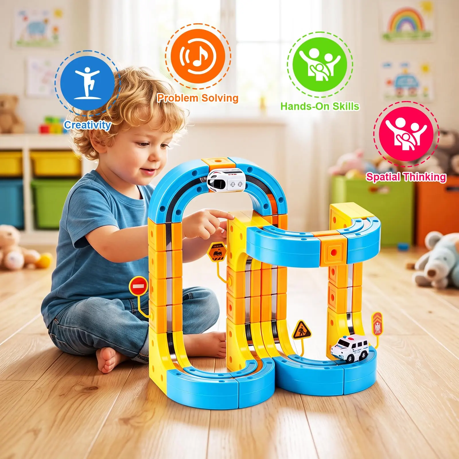 [DealsForYouDays]Gravity-Defying 3D Infinity Cube Track Magnetic Electric Train Set for Kids 4 6 7 8 9,Toy Vehicle Playsets for Toddlers 3-10 Train Set Learning Gift,159Pcs/2car