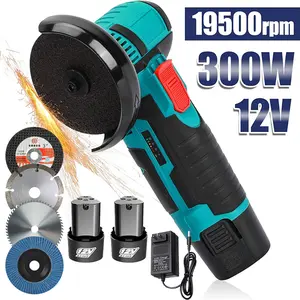 12V Cordless Mini Brushless Angle Grinder Kit with 4 Gutting Blades,2 pcs 12V 1500mAh Batteries 19500 RPM/Min,for Cutting Grinding Polishing Electric Heavy Duty Handle Power Tools,Blackfriday,Christmas Gift fathersdaygift