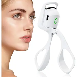 Heated Eyelash Curlers,Electric Eyelash Curlers,Rechargeable 2 Heating Modes Quick Natural Curling Eye Lashes for Long Lasting White
