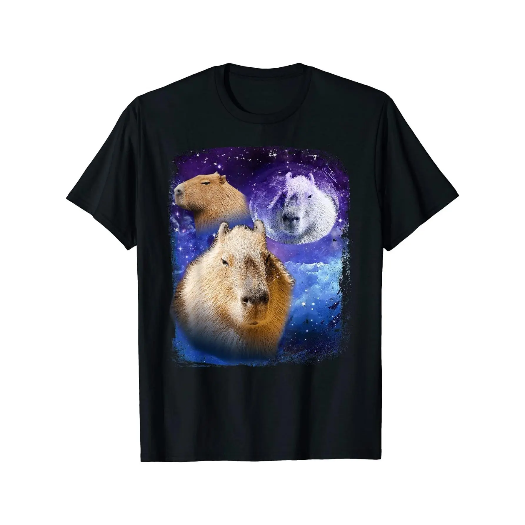 Capybara Meme moon Funny Capybaras Vintage howling meme T-Shirt Cotton Clothing