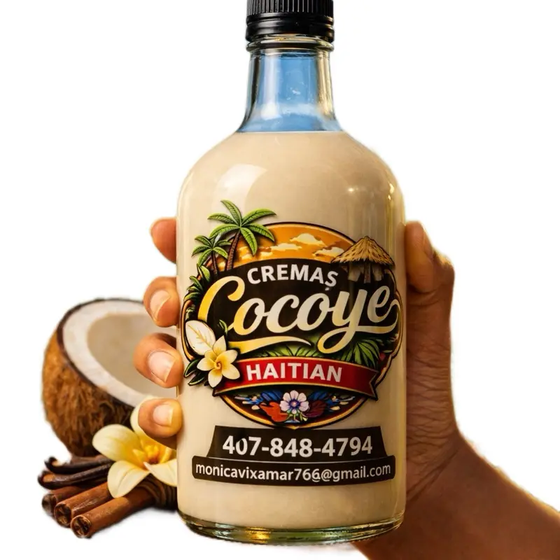 Cremas Cocoye Haitian Ice Cream Sauce 750ml Drinkware Bottle Water Bottles Tumbler Mugs