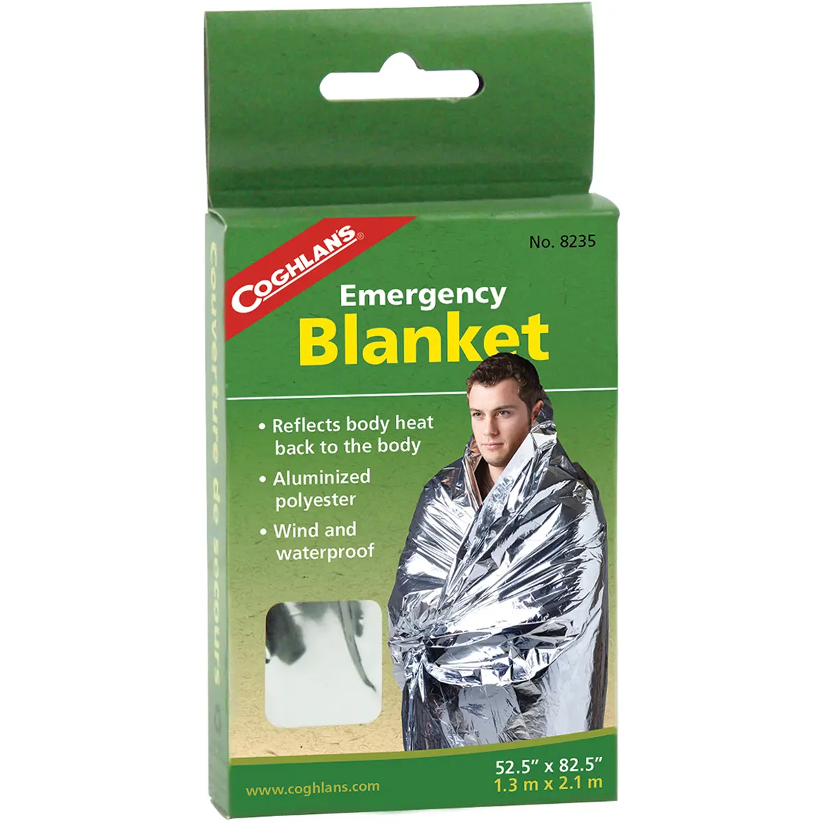 Coghlan's Thermal Emergency Blanket, Aluminized Polyester Survival Gear and Supplies, Lightweight, Waterproof and Windproof, 52.5" x 82.5", Survival Supplies, Heat Insulating, Outdoor Emergency, Space-Saving