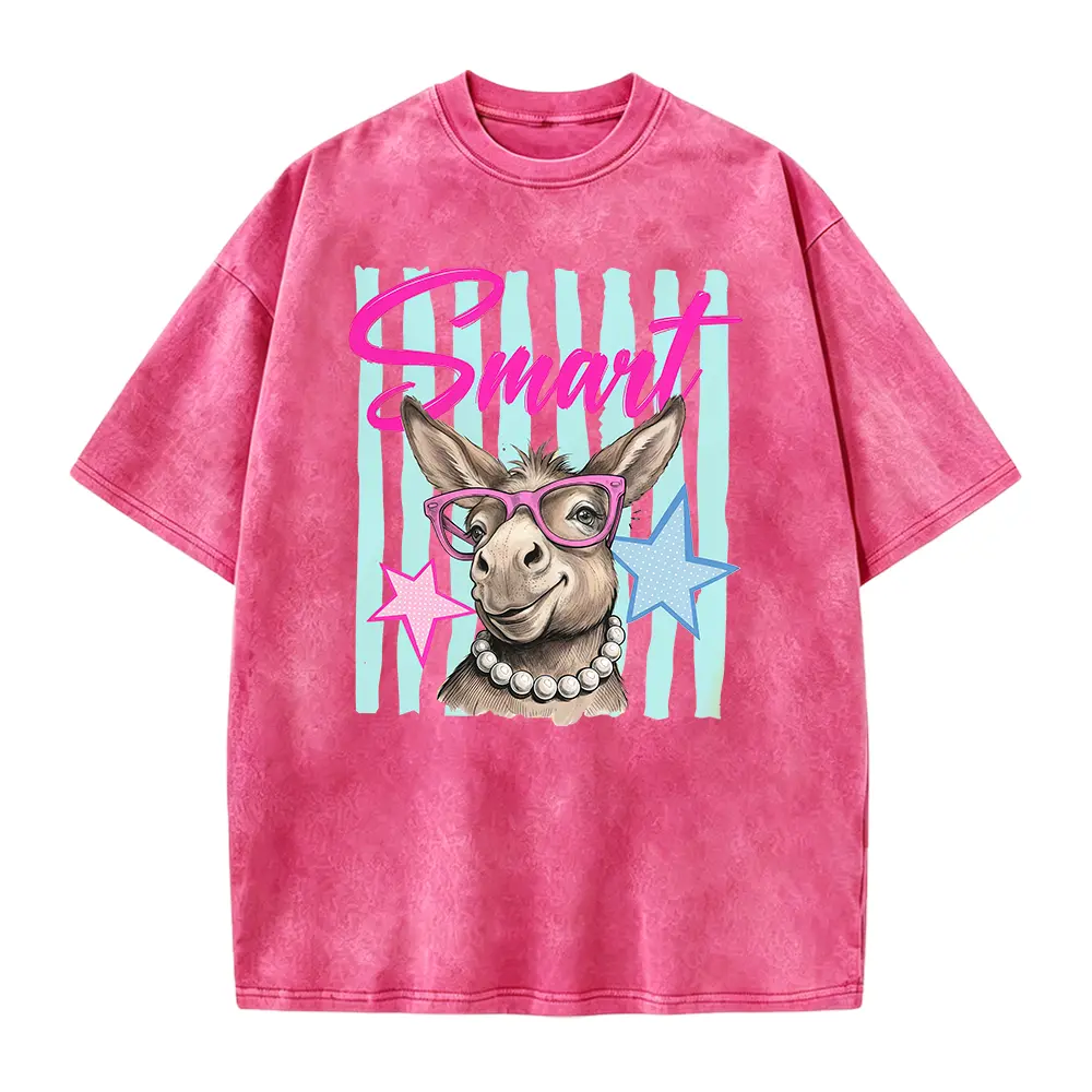 Smart Donkey T-Shirt, Funny Farm Animal Tee, Retro Summer Coastal Preppy Stripes, Girly Kid Trendy Shirt, summer vibes shirt