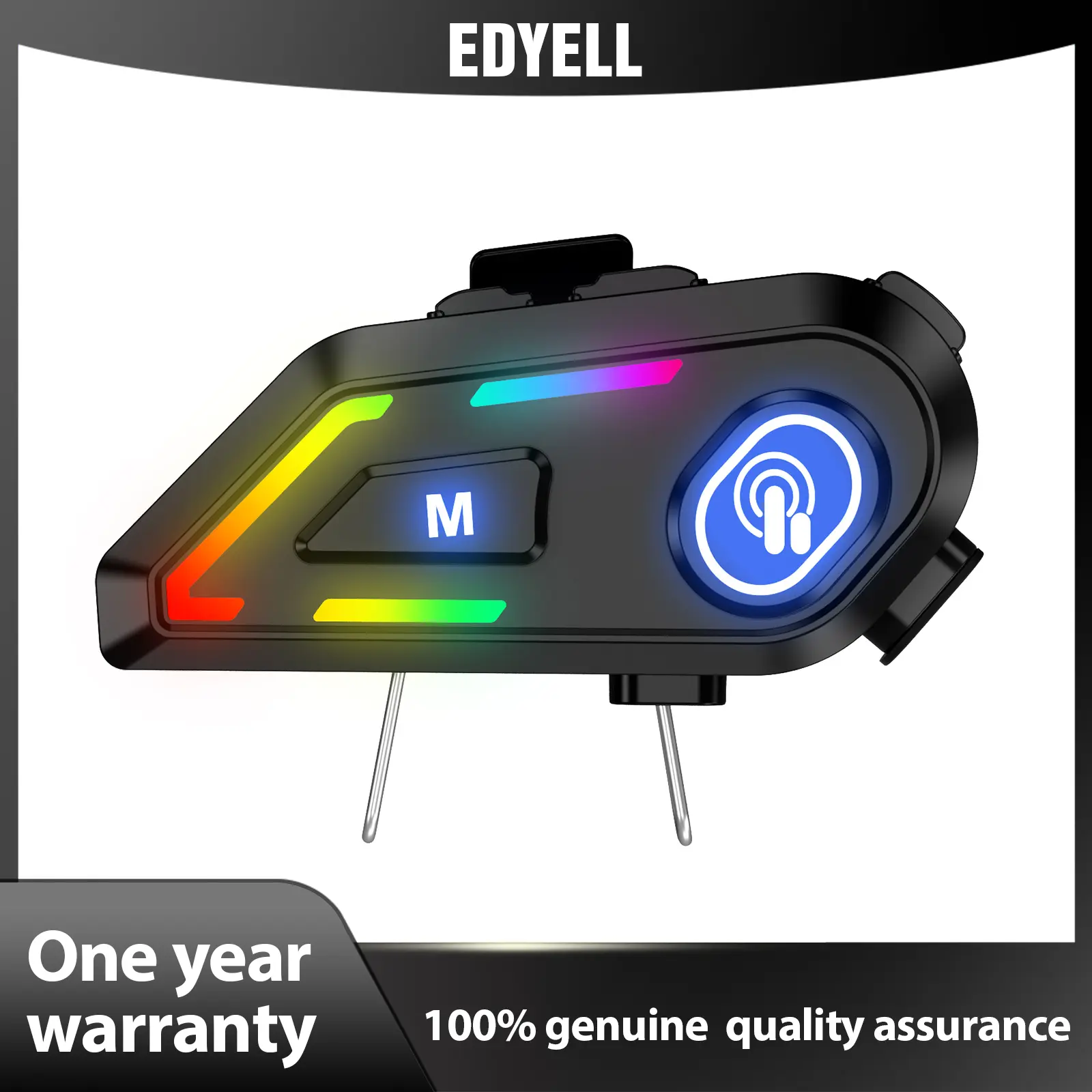 EDYELL Motorcycle Helmet Bluetooth Headset - Motorcycle Accessory with HiFi Stereo Built-in Speaker, Waterproof Active Noise Cancellation, AI Functionality for Outdoor Activities, Skiing