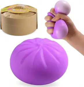 Dumpling Shaped Stress Relief Squeeze Toy - Soft Fingertip Ornament with Steamer Design, Ideal for Party Gifting & Daily Entertainment, Purple Option Available