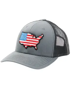Oil Field Men's Hats Gray And American Flag Us Patch Mesh-Back Ball Cap - Usp2004