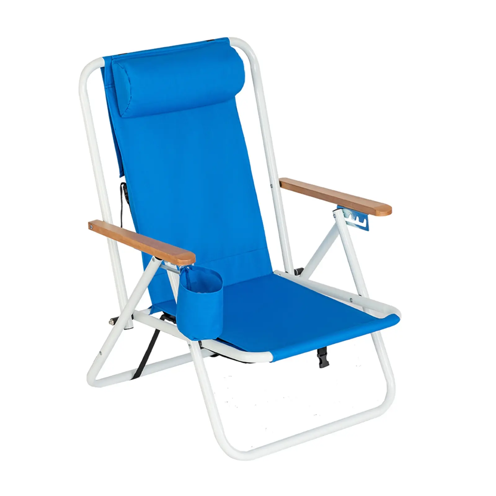 Adjustable Beach Chair with Ergonomic Headrest, Heavy-Duty Collapsible Steel Frame & Quick-Dry Fabric, Portable Lounger for Poolside & Fishing, 300 lbs Capacity - Ocean Blue, Adjustable Portable Chairs, Collapsible Frame Chairs