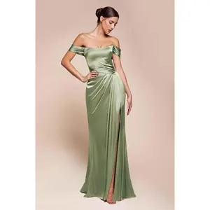 Ladivine 7452 Dress Off the Shoulder Lace Up Corset Satin Gown