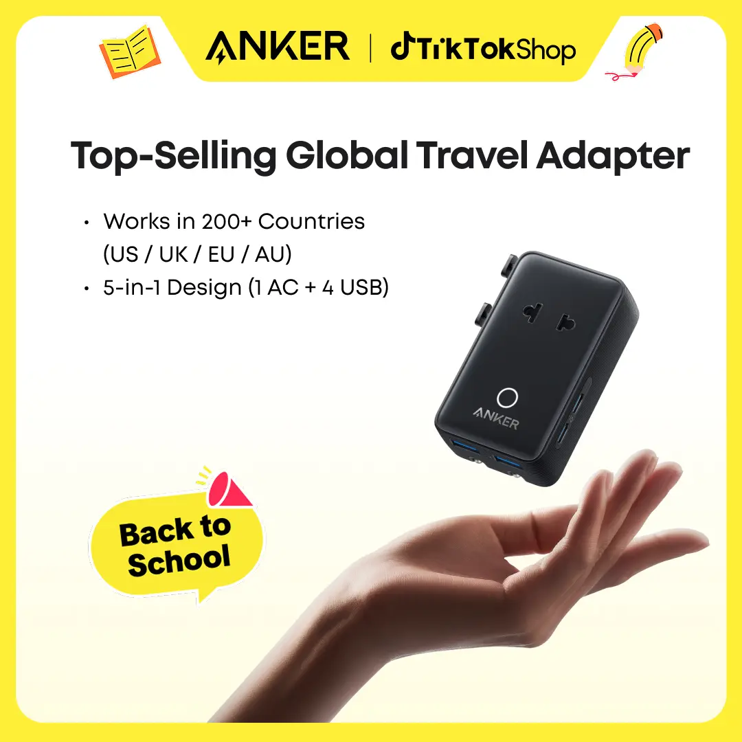 [Limited Offer]【Universal Travel Adapter Charger】Anker Nano Adapter Compatible with 200+ Countries, EU/US/UK/AU Plugs，5-in-1 2 USB-C 2 USB-A 1 AC，Perfect for International Travel sohochic