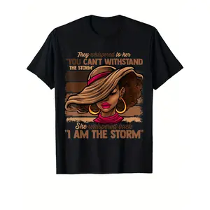 letols [Melanin Colors, I Am The Storm] Black Empowerment I Am The Storm Melanin Colors Women T-Shirt - Cotton, Soft, Breathable, Casual, Comfortable - DIY Fun Design for Summer and Winter, Halloween and Christmas Gifts