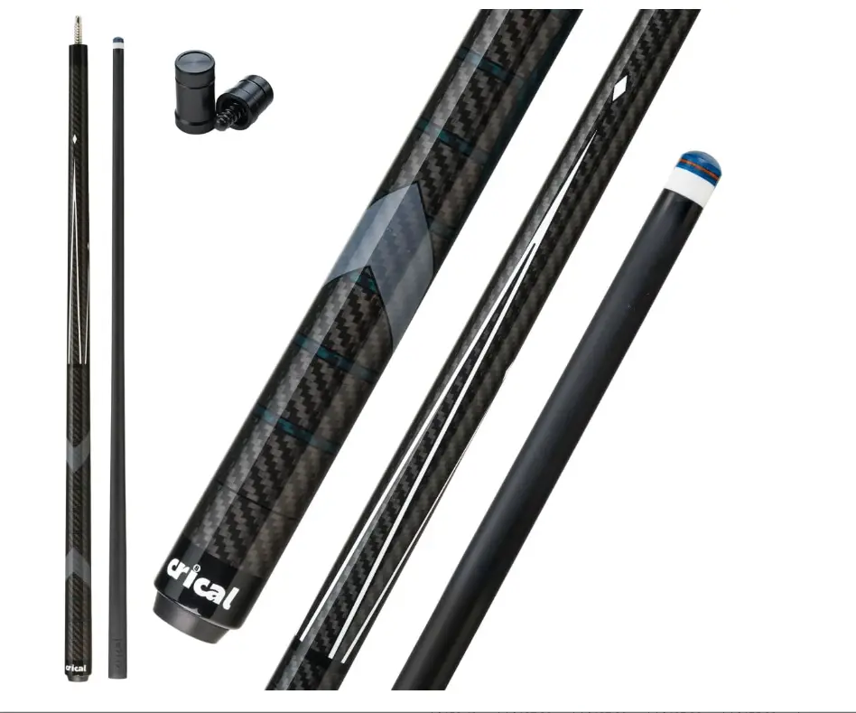 CRICAL Carbon Fiber Pool Cue Stick 58" Billiard Cue Sticks Professional Low Deflection Pool Sticks with 3/8 * 8 Pin Joint and 12.5mm Tip
