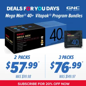 GNC 3-Pack Bundle: Mega Men's 40+ Vitapak for Daily Vitamin Needs, Stress & Bone Support, Skin Protection, 5-in-1 Formula, 30 Count, Supplements - Dietary