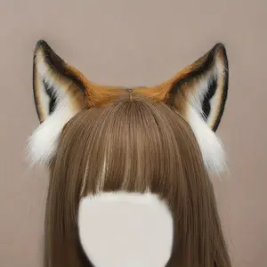 Cute Faux Fur Fox Ears Headband, Animal-Themed Polyester Hair Accessory, Party Accessory, Perfect for Halloween & Cosplay Costumes, Easy-Care Design