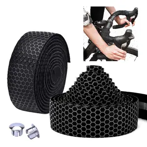 High Tech 2pcs Bicycle Handlebar Tape Non-slip Silica Eva Road Bike Handle Bar Wrap Straps with Secure Clips No Warranty