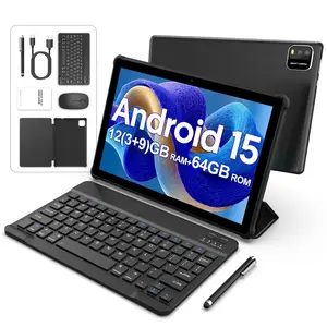 10.1 Inch Android Tablet PC, Android 15 System, 64GB Storage, IPS Large Screen, Entertainment Office Dual Speaker, Bluetooth-compatible Keyboard Mouse Set, Touchscreen Tablet