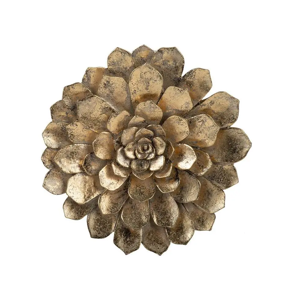 R. Nest Antiqued Gold Succulent Wall Plaque R. Nest Antiqued Gold Succulent Wall Plaque