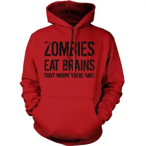 Zombies Eat Brains so Youre Safe Hoodie Funny Costume Halloween Sweatshirt Unisex Vintage Fashion Hoodies Halloween Hoodie Funny Sarcastic Pullover Novelty Sweatshirt