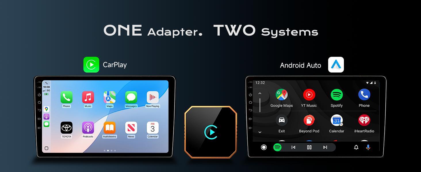 2026 Wireless CarPlay Adapter for iPhone ＆ Android Auto Mini Wired to Wireless Apple Car Play Adapter Plug & Play Compatible for iPhone iOS 10+ Android 11+ with After 2016 Cars