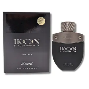 Rasasi Be Your Own Ikon Men's Eau de Parfum Spray - Fragrance for Adults, Single Item, 3.3 fl oz (3 to 3.9 fl oz Range)