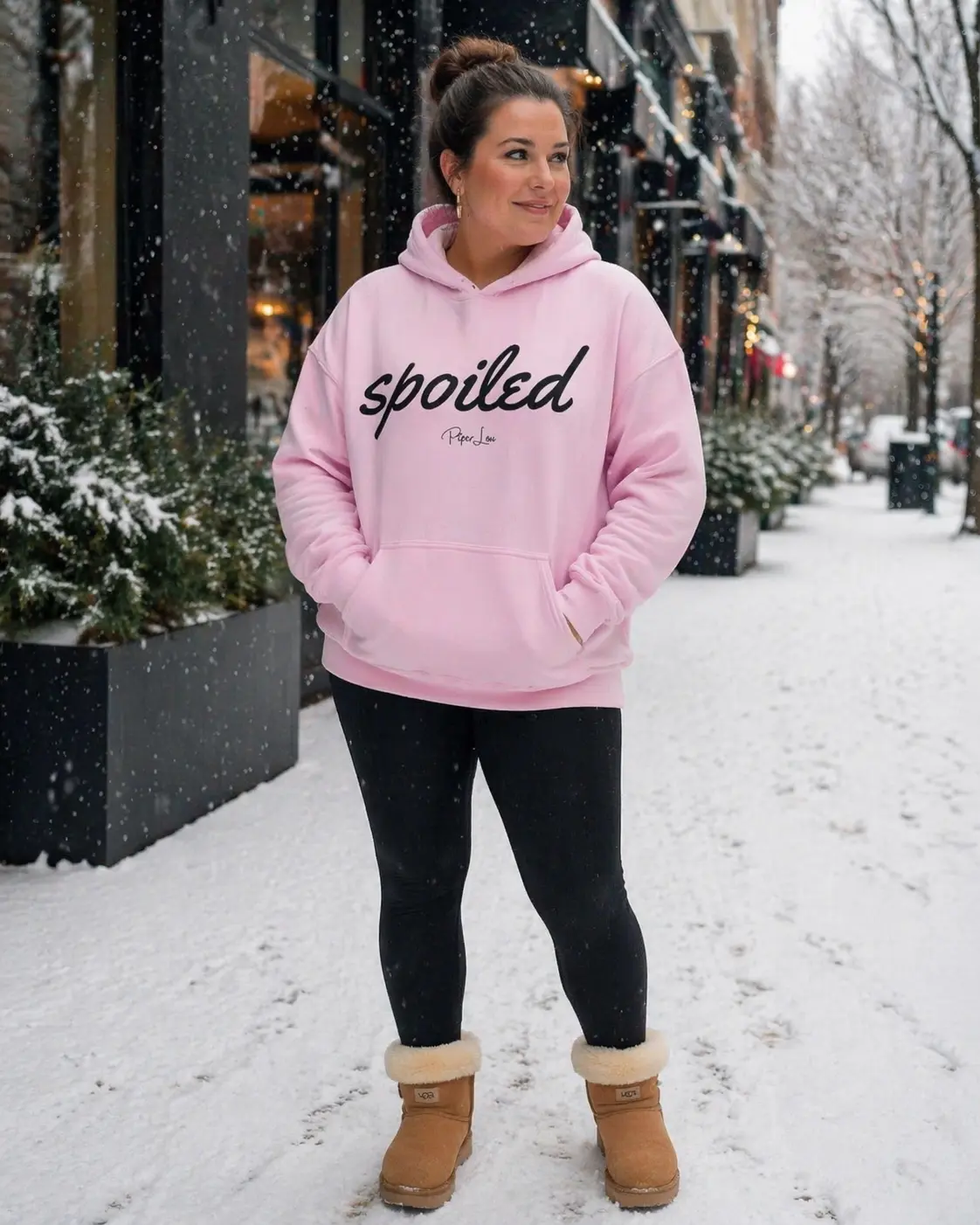 Spoiled Graphic Hoodie for Women, Soft Heavy Blend Cotton-Polyester Pullover Sweatshirt with Front Pouch Pocket, Fabric, Sweatshirts