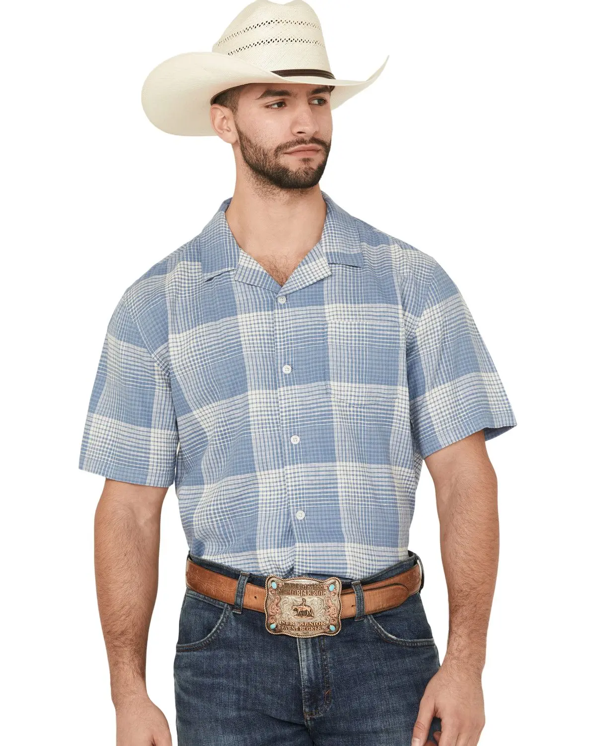 Pendleton Men's Men'S Camp Linen Plaid Print Short Sleeve Button-Down - Ra1276-79636