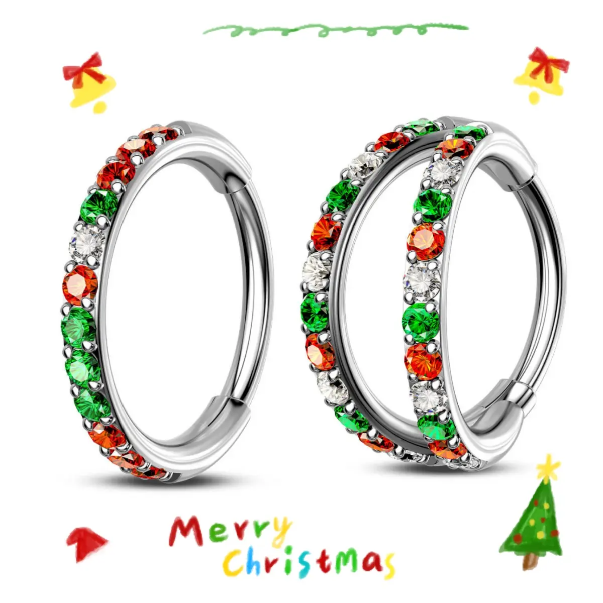 2Pcs Christmas Rings