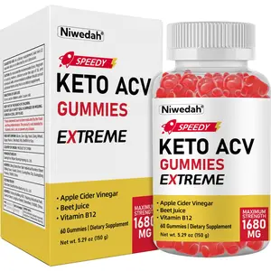 Niwedah Keto ACV Gummies with Apple Cider Vinegar, Beet Juice & Vitamin B12, 1680mg Per Serving, Vegan Formula, 60 Gummies, for Men and Women, Supports Metabolism & Daily Wellness