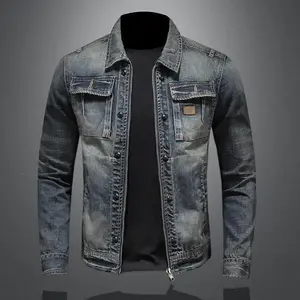 Men's Retro Classic Denim Jacket Autumn Street Trend Handsome Riding Windproof Men's Clothing High Street Casual Lapel JacketGift1