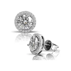 Moissanite Stud Earrings, S925 Sterling Silver Unisex Earring For Men Women with Gift Box 1.0CT