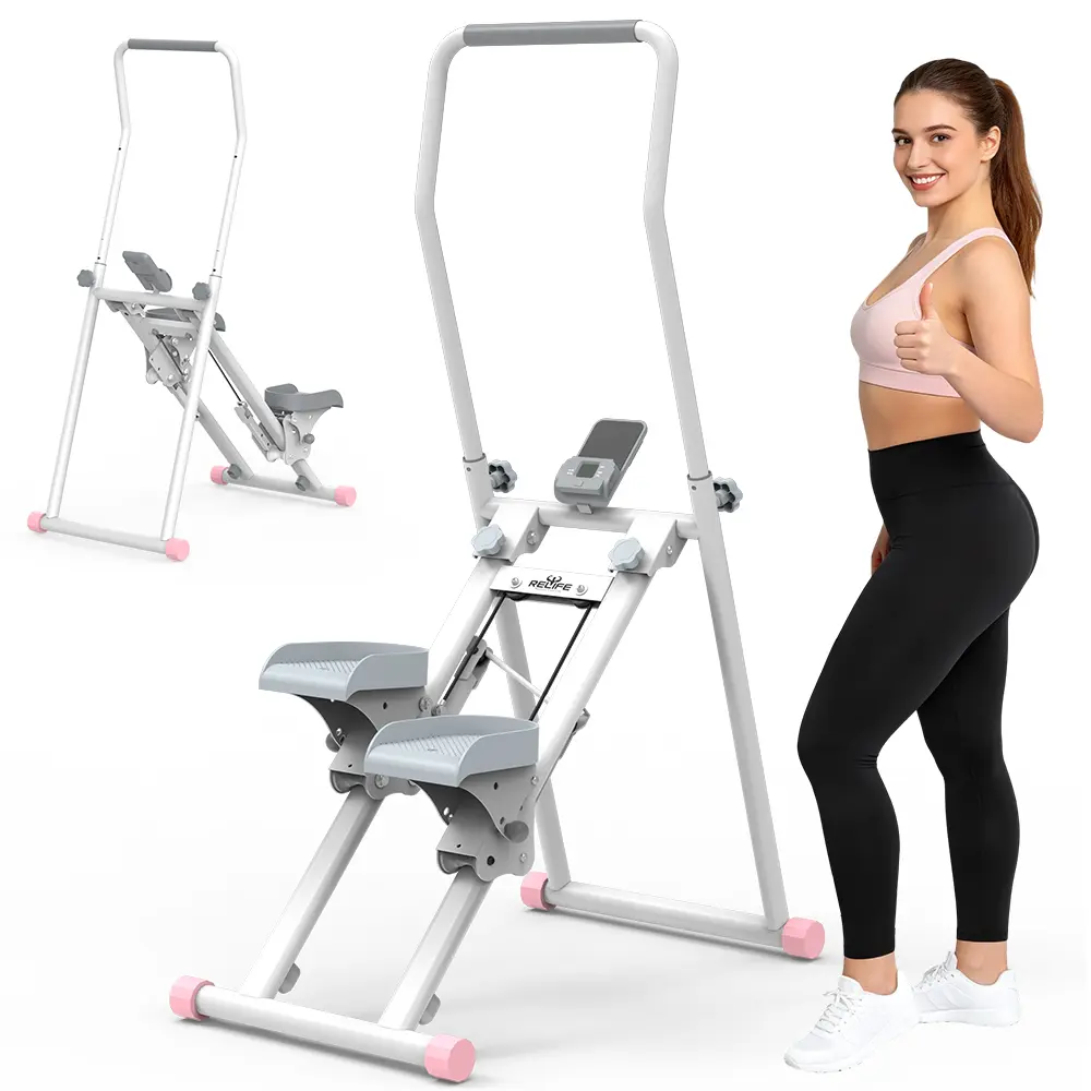 RELIFE SPORTS Foldable Vertical Stair Climber Machine - Stair Stepper with Adjustable Handlebar, Adjustable Pedals, LED Display, Compact Exercise Equipment for At-Home & Home Glute Workouts