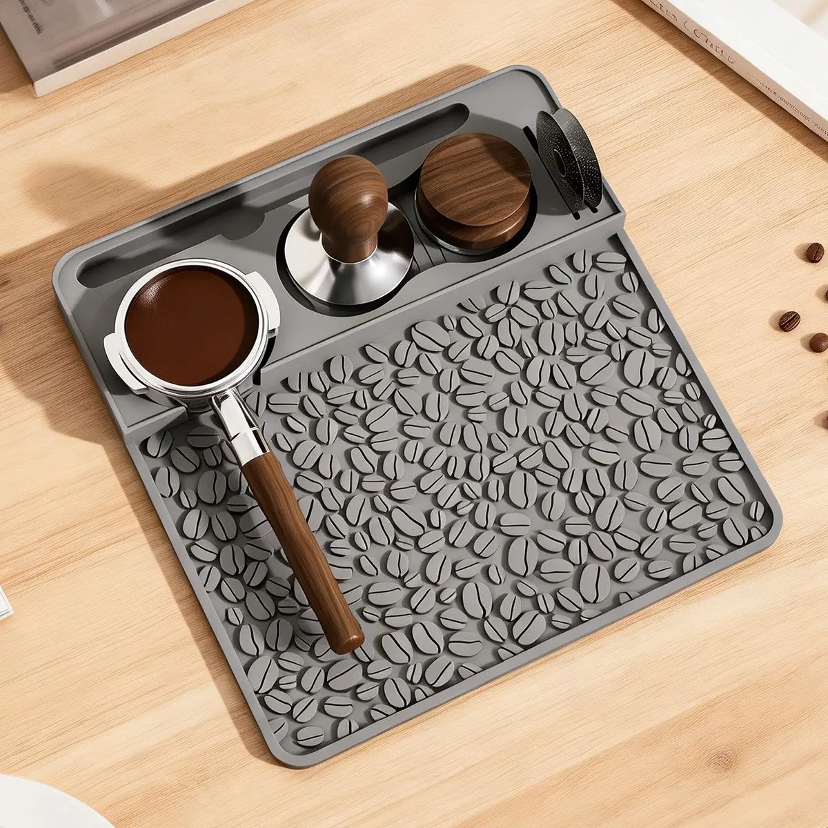 Professional Espresso Tamping Mat, Silicone Barista Station with Tool Slots, Heat Resistant, Compatible with Portafilters, Counter Protection, Coffee Station Accessories, Coffee Station Organizer, Coffee Brewing Accessories