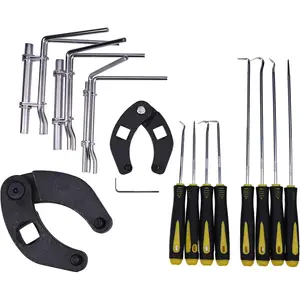 Hydraulic Cylinder 3/4" and 1/2" Adjustable Gland Nut Wrench, 8PCS Install Tool Set, 3PCS Piston Rod Seal U-cup Installation Tool Kit Set J05321 Hydraulic Cylinder Tools