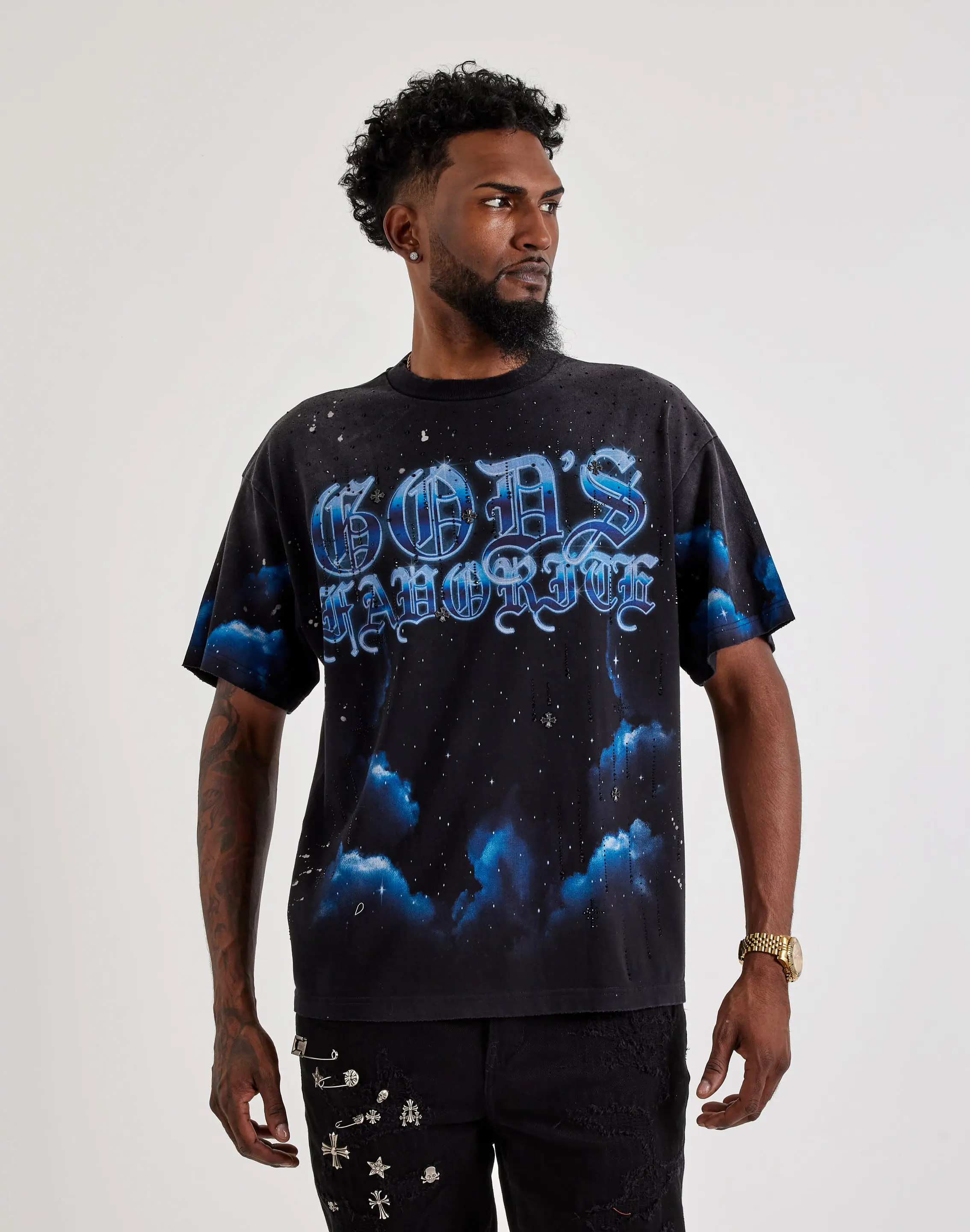 Mens First Row Above The Clouds Stud Tee