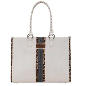 Wrangler Large Leopard Print Tote Bag for Women Top Handle Western Woven Purse Crossbody Handbag